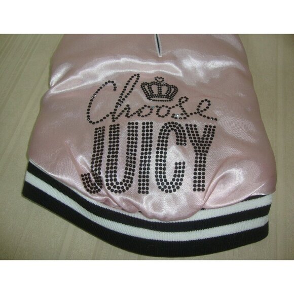 Juicy Couture Puffy Pink Rhinestone Dog Jacket Size XS / S NEW - Picture 2 of 5